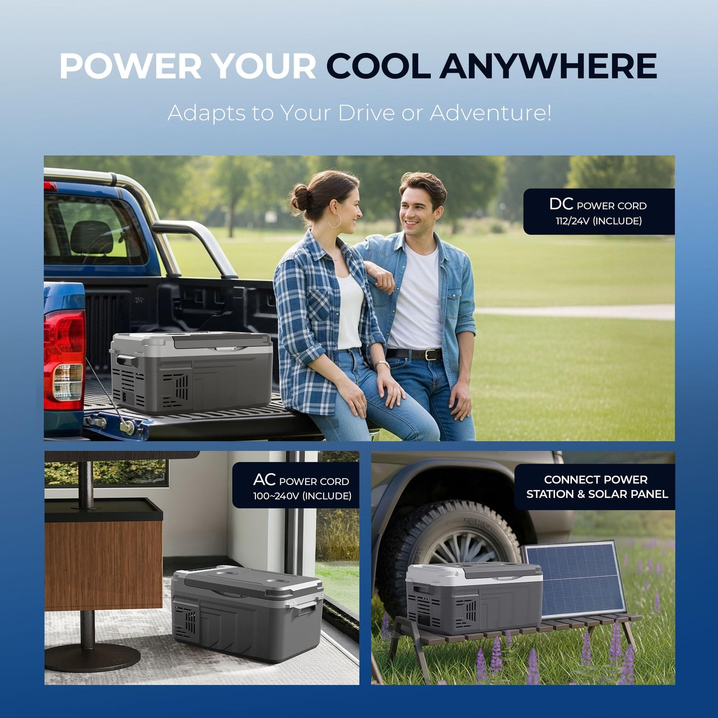 Feelfunn Car Fridge Portable 12 Volt Refrigerator - 11QT(10L) Electric Cooler for Car Truck RV Boat Camping Travel, Portable Freezer with 12/24V DC & 100-240V AC, -4~68°F