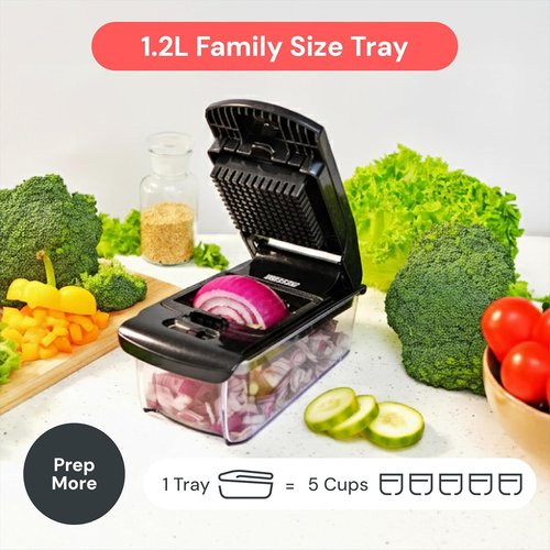 Fullstar Vegetable Chopper - Pro Dicer with Container & Fruit Cutter | 2-in-1 Kitchen Gadget (Black)