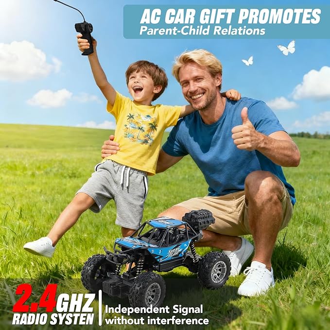 NXD RC Truck 1:18 Remote Control Car with Spray & Light 4WD All Terrain Off-Road Monster Truck Toys 2.4 GHz RC Cars for Kids Age 6 7 8 9 10 11 12 Gift for Boys Girls (Red)