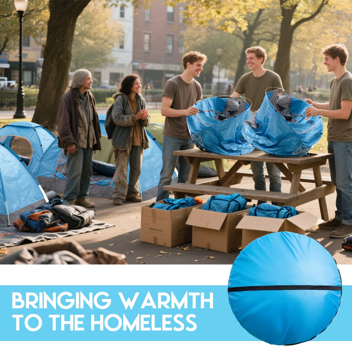 Wowangce 5 Pcs 15/10/5 Pack Camping Tents for Homeless Bulk 2 Person Pop up Homeless Backpacking Supplies Adult Waterproof Instant Easy Setup Tent for Hiking Outdoor Travel Camping Donation (Blue)