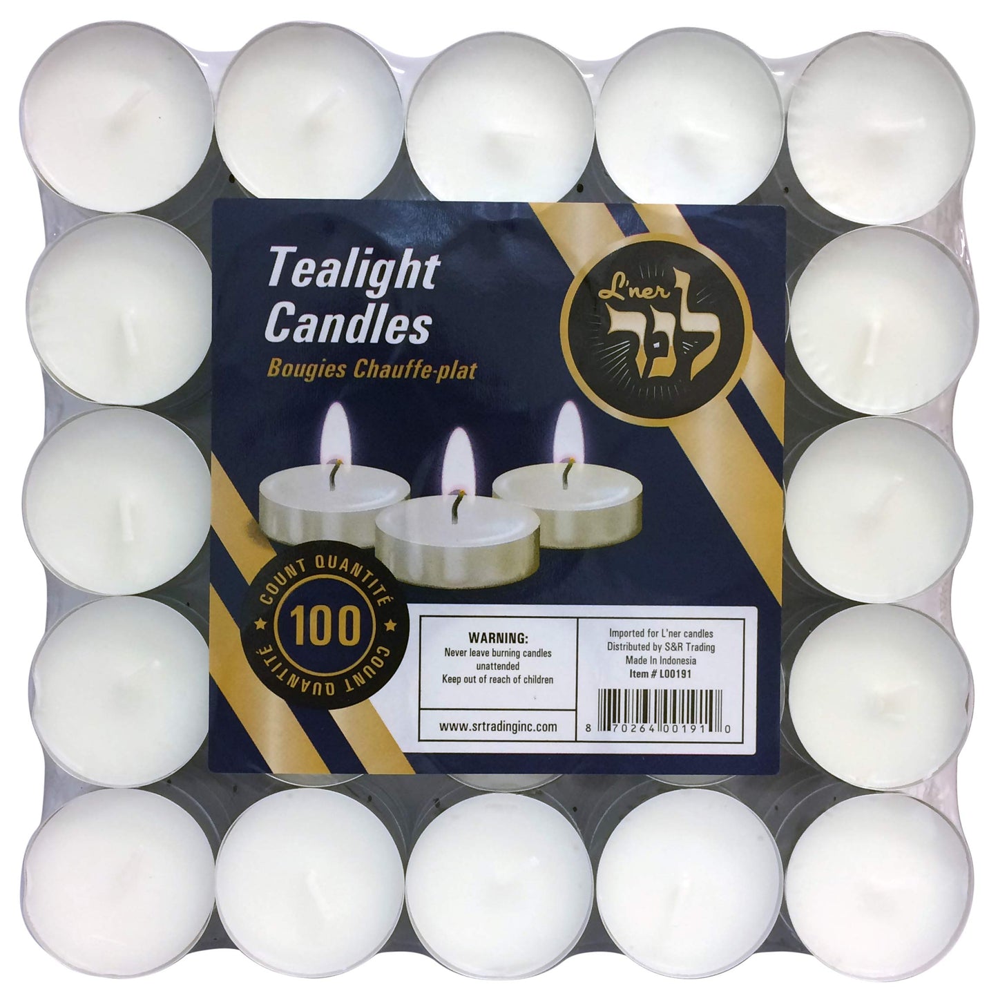 L'ner Tea Light Candles – Set of 100 Unscented Tea Lights – Burns Aprx. 4 Hours – Party & Ambience Candles – Restaurant Decorations