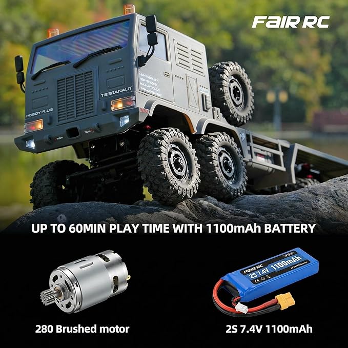 1/18 CR18P Terranaut 8x8 RC Crawler 8WD Rock Truck with Active-AWS All-Wheel Steering 2-Speed Transmission Remote Winch & Portal Axles Metal Gears Off-Road RC Car for Adults Collectors (Green)