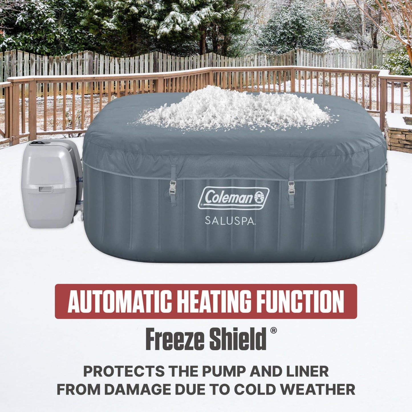 Coleman Hawaii 4 to 6 Person Inflatable Hot Tub, Square Energy-Efficient Portable Outdoor Spa with 140 AirJets, 71" x 28"