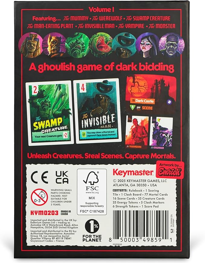 Keymaster Games Campy Creatures Vol. 1 - Hilariously Fun Trick-Taking Game! Perfect Card Game & Board Game for Adults & Families - Flip Cards to Unleash Monsters on Game Night!