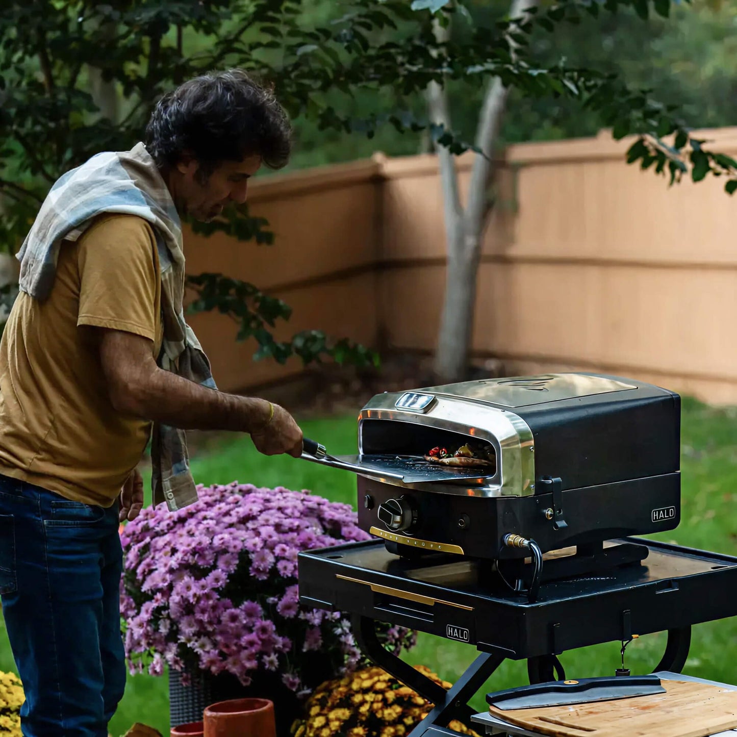 HALO Outdoor Countertop Cart | Prep Station or Griddle/Oven Cooking Surface | Collapsible, Portable, Tool Hooks and Propane Storage | HO-1006-XNA