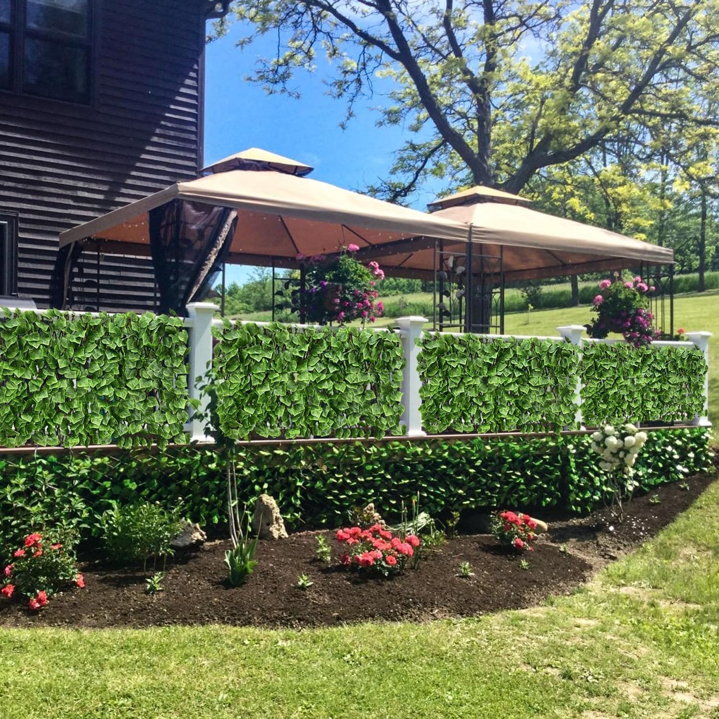 Expandable Fence Privacy Screen for Balcony Patio Outdoor,Decorative Faux Ivy Fencing Panel,Artificial Hedges