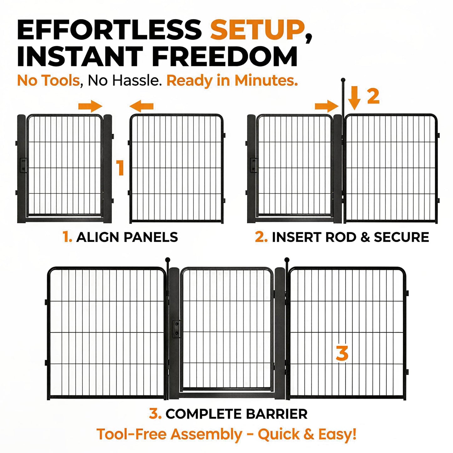 Dog Playpen for Small/Medium Dogs - 32 inch 8 Panels Heavy Duty Metal Puppy Fence Outdoor Indoor with Door, Anti-Rust Foldable Puppy Pen Pet Enclosure, Portable Exercise Kennel for Camping, Yard, RV