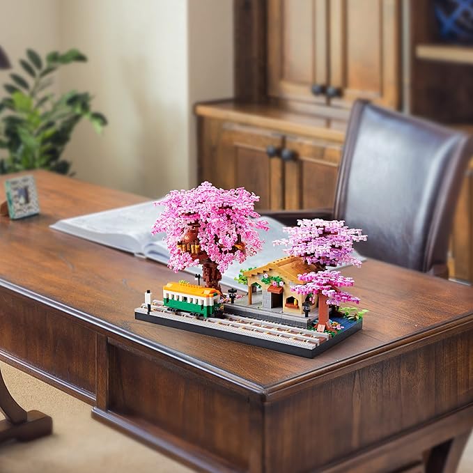 Japanese Cherry Blossom Tree Building Set Mini Micro Blocks Kit for Adult Flowers House Bonsai Tree Building kit Ideas Toys Present for Girls 14+