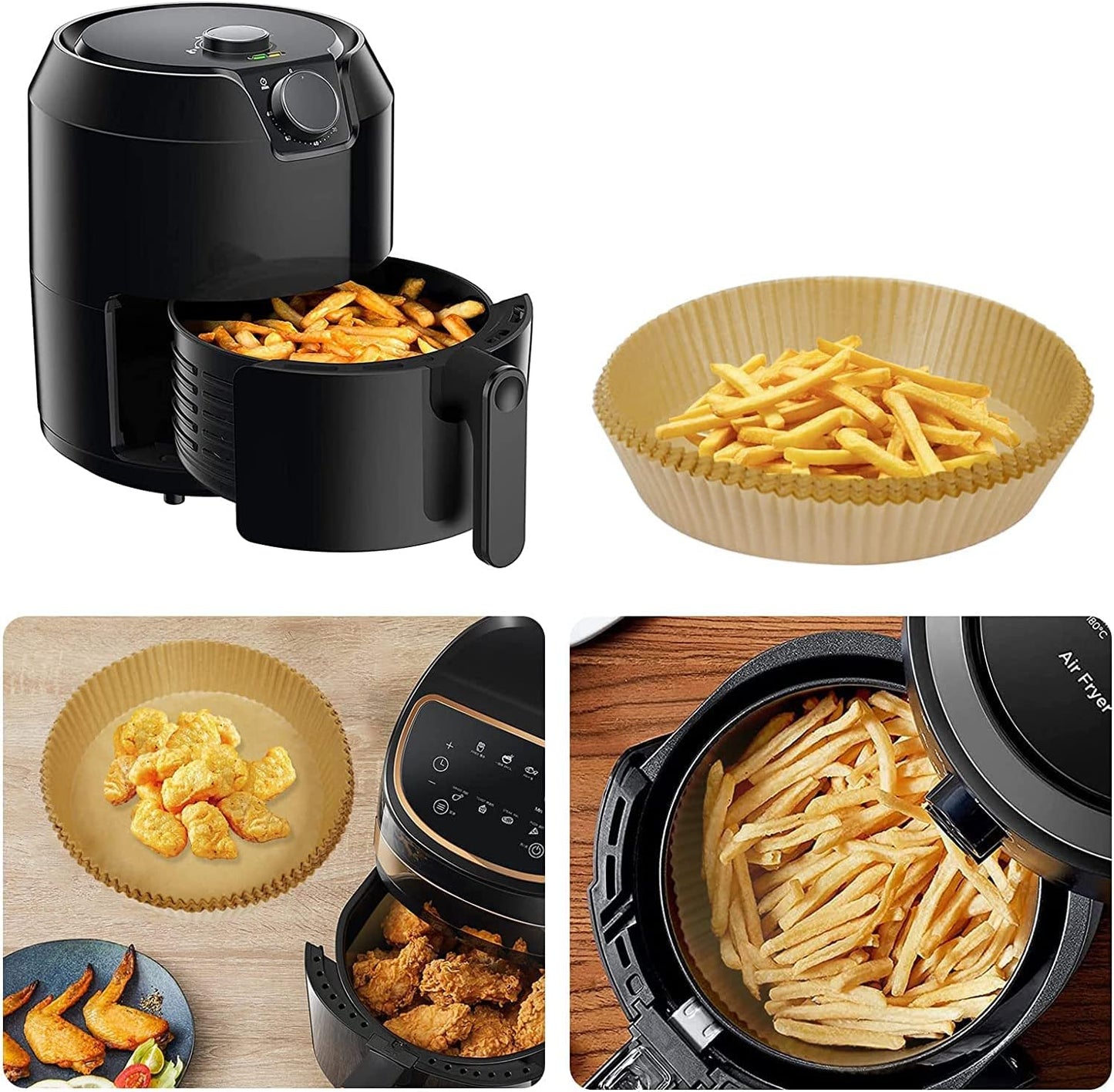 SIUDANGKA Mini Air Fryer Liners - 100 Pcs Non-Stick Parchment Paper Pads for 2QT Air Fryers | Compatible with Ninja, COSORI, Instant Vortex, CHEFMAN