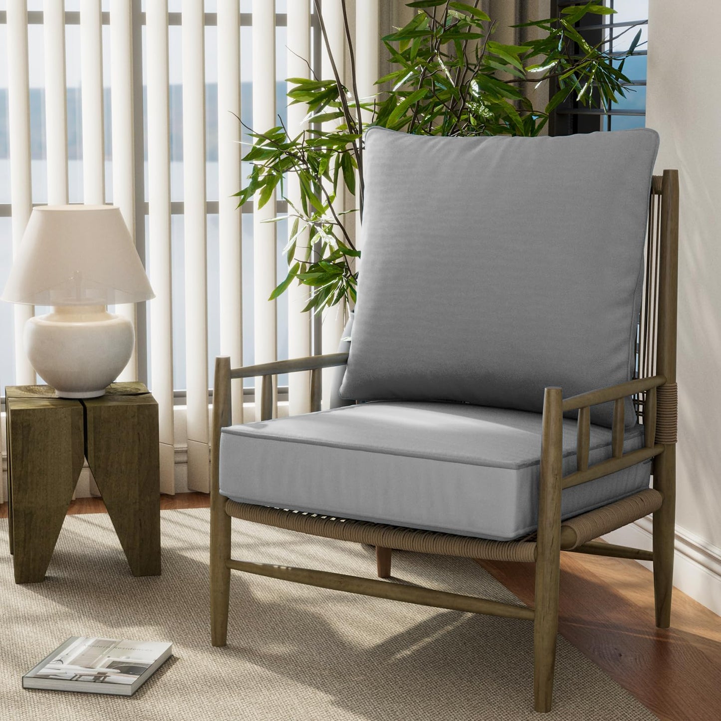 24" x 24" x 6" Outdoor Deep Seat Cushions Set - 4 Set Waterproof & Fade Resistant Patio Furniture Replacement Cushions, Non-Slip Outdoor Cushions Fit Loveseats, Couches, Chairs, and Sofas.