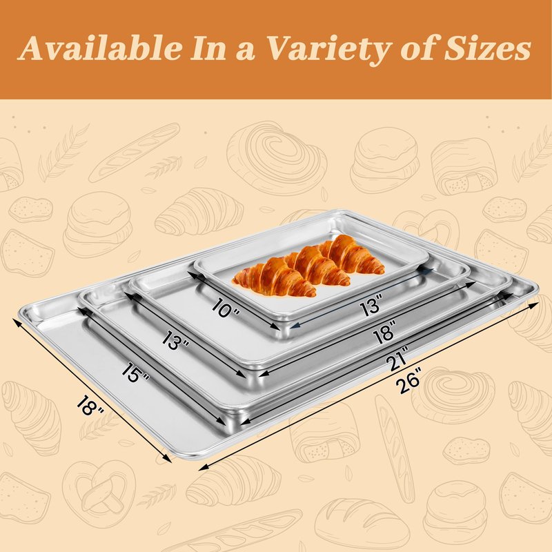 STEELUS 12 Pack Half Size Baking Sheet Pans, Aluminum Commercial Cookie Sheets Non-Stick, 18"x13"