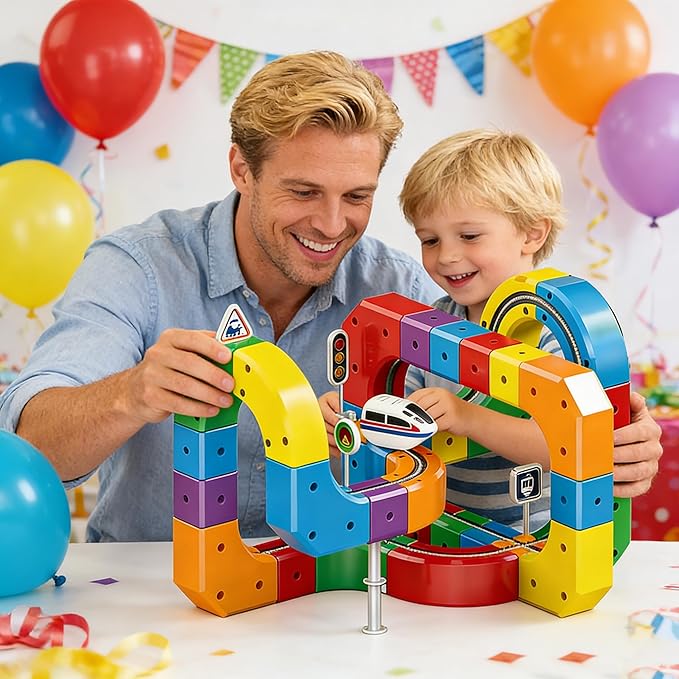 Electric Train Set 3D Magic Flexible Race Tracks for Kids Ages 3-8 81PCS Anti Gravity Race Track with Car STEM Educational Building Toy Gift for Boys & Girls