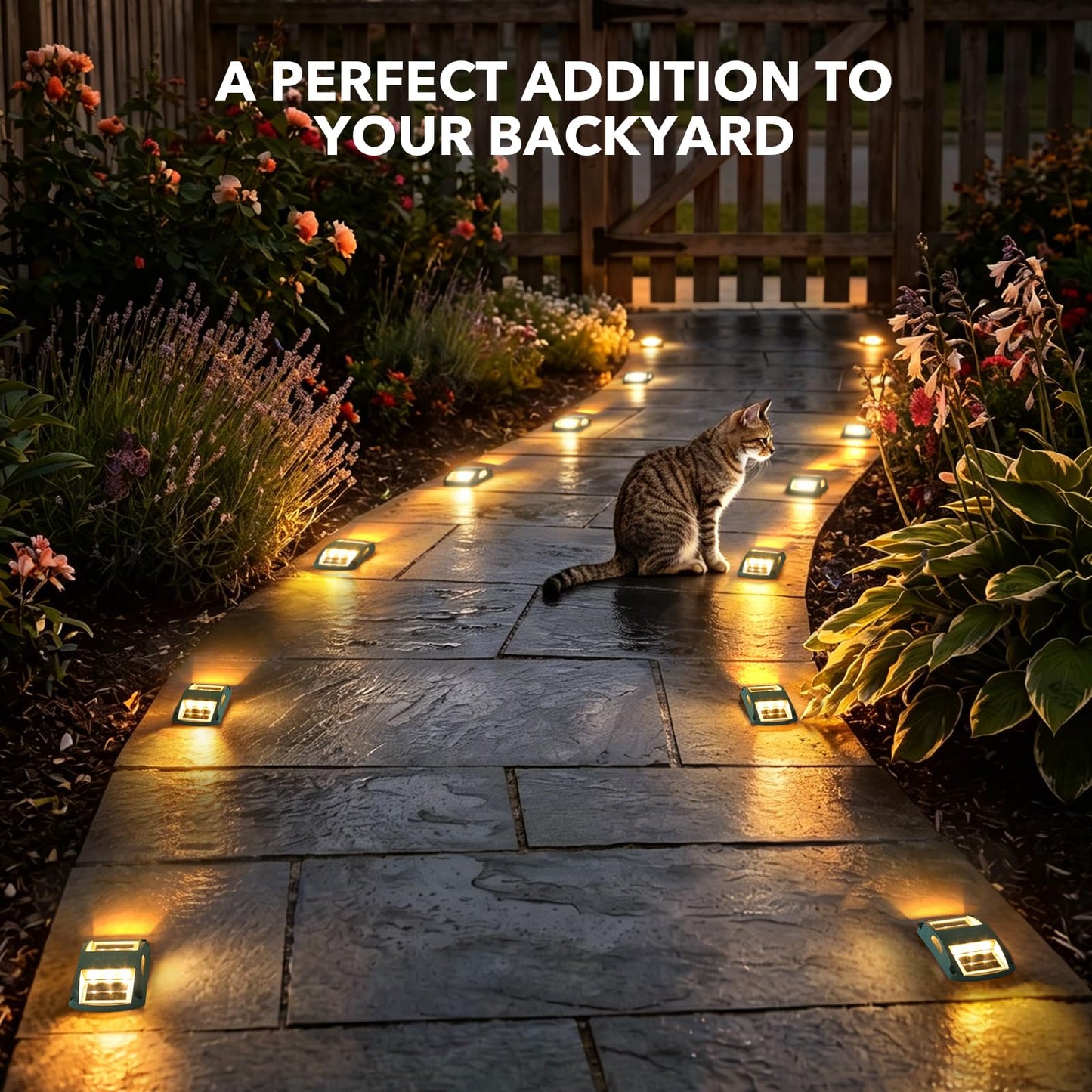 AGPTEK Solar Driveway Lights 12 Pack, Outdoor Deck Dock Marine LED Solar Powered Waterproof Driveway Marker Lights for Warning Step, Sidewalk, Pathway, Garden, Yard (Warm White)