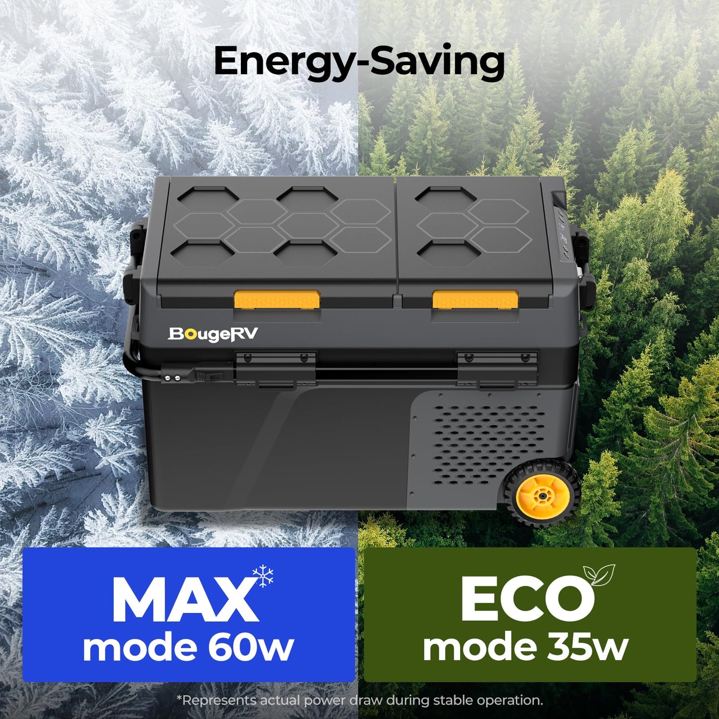 BougeRV 43 Quart Portable Fridge Freezer, 12 Volt Car Refrigerator, -4℉ to 68℉ Dual Zone Compressor Electric Cooler 12/24V DC, 110~240V AC for Overlanding, Camping, RV(2026 New Model: CRD2 V2.0)