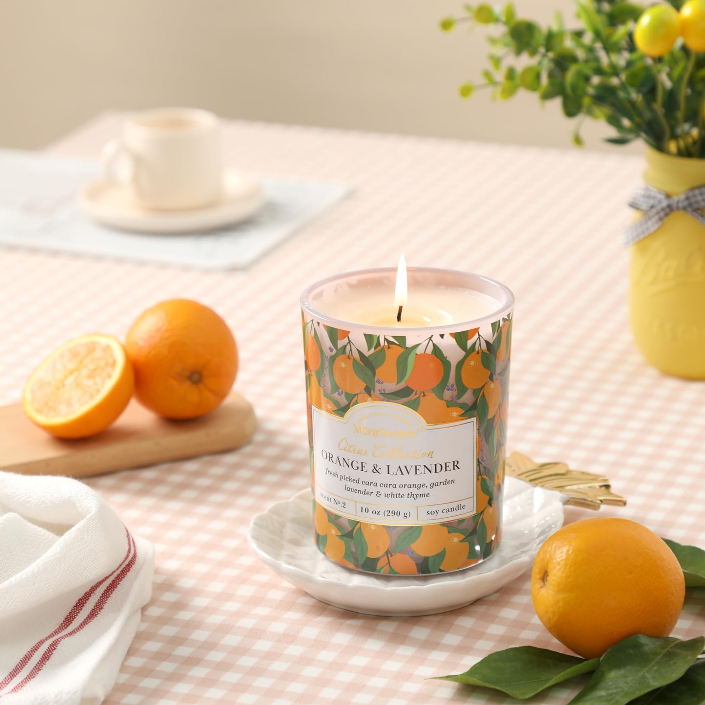 Citrus Candle,Orange & Lavender Scented Candles,Summer Candles for Home & Kitchen,Soy Wax Scented Candle,10oz