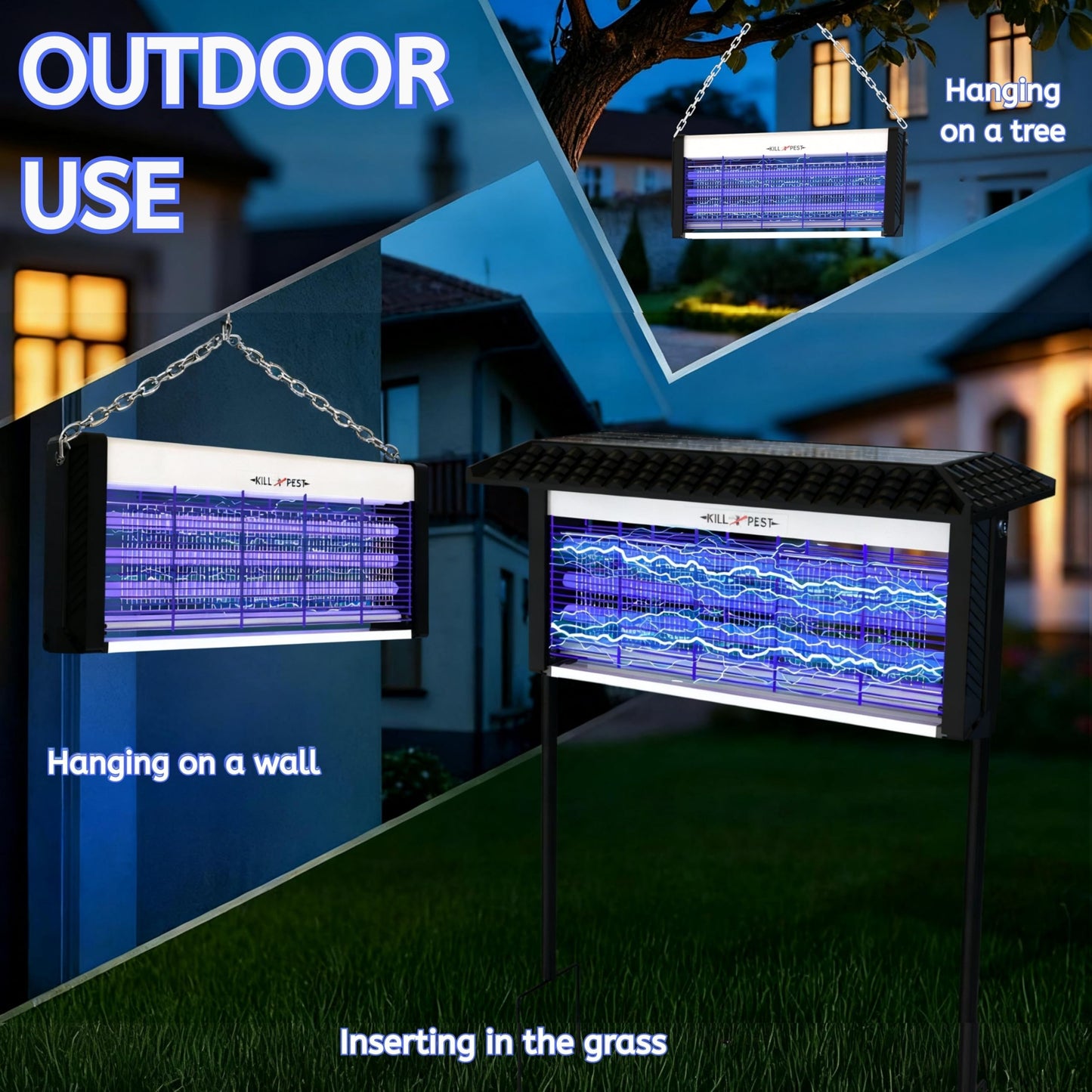 ZETAWALE Solar Powered Bug Zapper Outdoor, 4500V Mosquito Trap with 45W Solar Panel, Fly Trap & Mosquito Killer, 8000mAh Battery, IPX5 Waterproof, Covers Up to 4000 Sq.Ft for Patio, Backyard, Garden