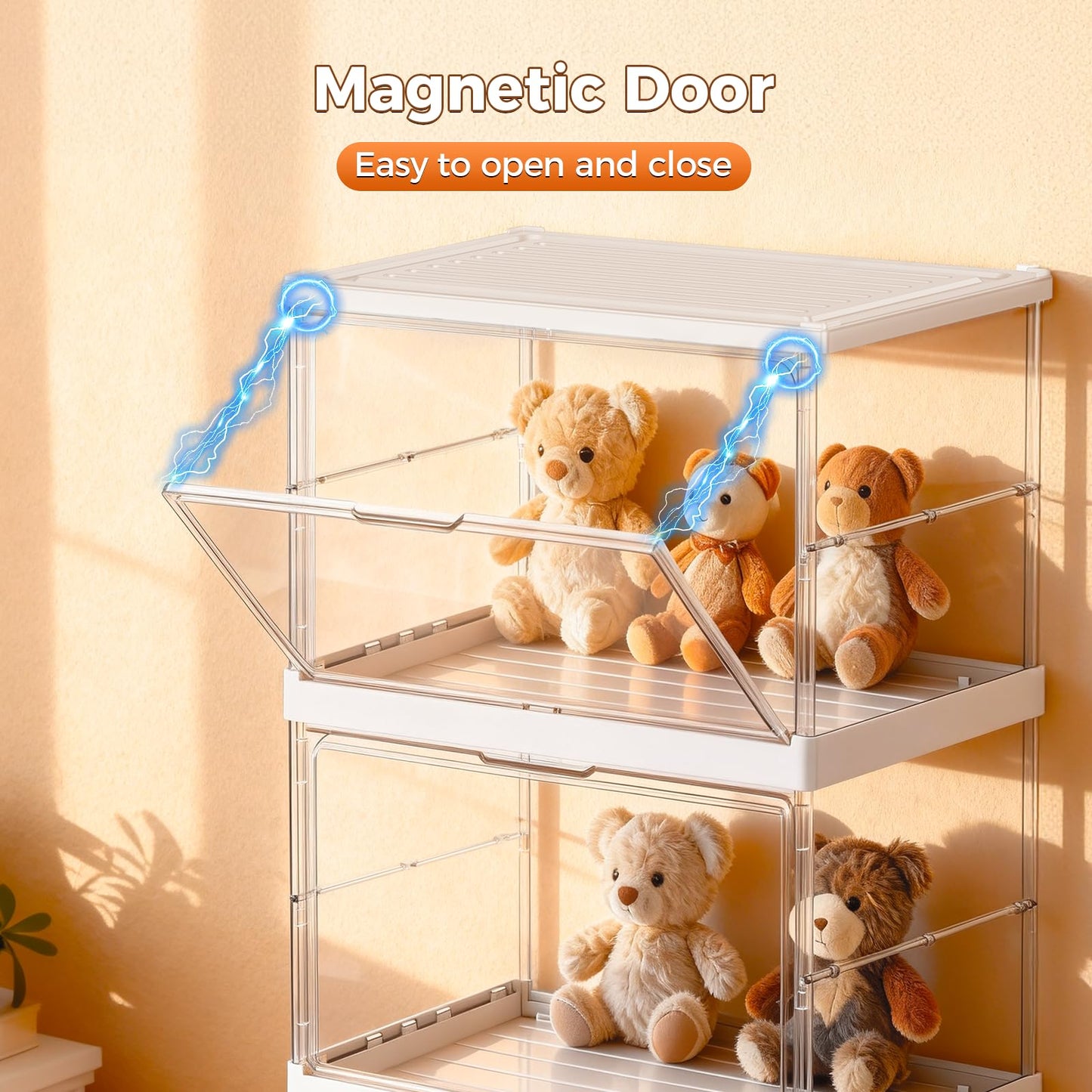 XOS 198QT Ultra Large Storage Bins Closet Organizer and Storage Foldable & Collapsible Containers Drawers Organizer Bookshelf Bookcase Cabinet Display Case 4-Tier Plastic with Lids for Bedroom