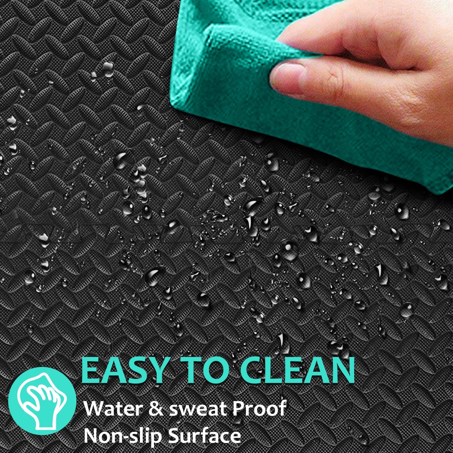 BEAUTYOVO Puzzle Exercise Mat with 48 Tiles Interlocking Foam Gym Mats, 24'' x 24'' EVA Foam Floor Tiles, Protective Flooring Mats Interlocking for Gym Equipment (192 Sq.Ft - All Black)