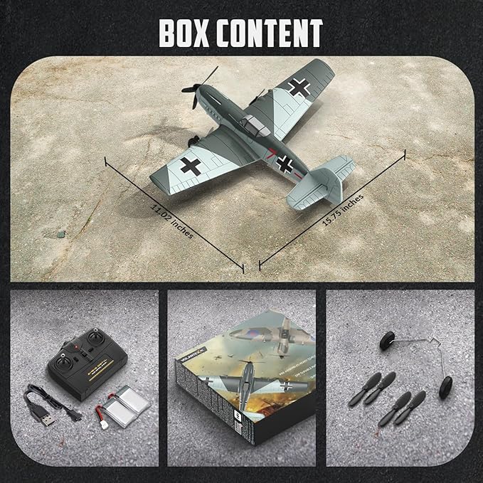 volantexrc RC Plane 3 Channel Remote Control Airplane Fighter Toys 2.4GHz 6-axis Gyro Stabilizer RTF Glider Aircraft Plane Easy to Fly for Adults Beginners (BF109)