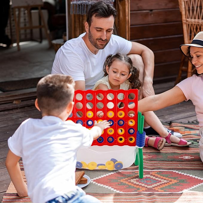 1.9 Feet Giant 4 in A Row Game Jumbo 4-to-Score Connect Game Set for Kids & Adults Outdoor Yard Lawn & Indoor Floor Play Family Game Night & Party Board Games Grand Birthday Easter Gif