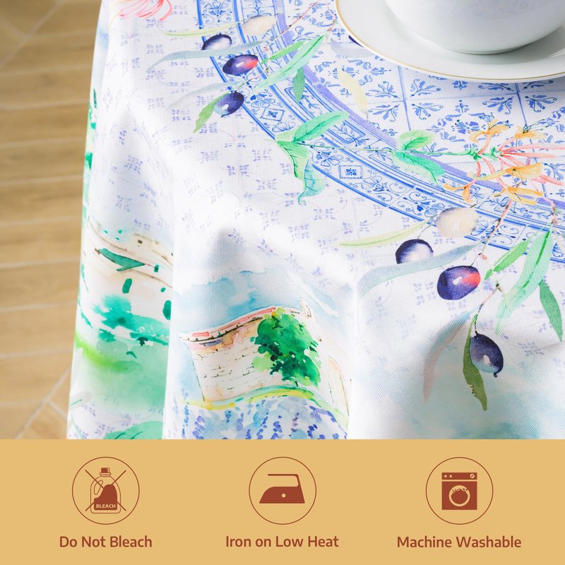 Maison d'Hermine Premium Table Cloth Round Table 100% Cotton 70 Inches Tablecloth Reusable Decorative Everyday Use for Dining Room, Farmhouse, Home, Party, Festive & Wedding - Luberon
