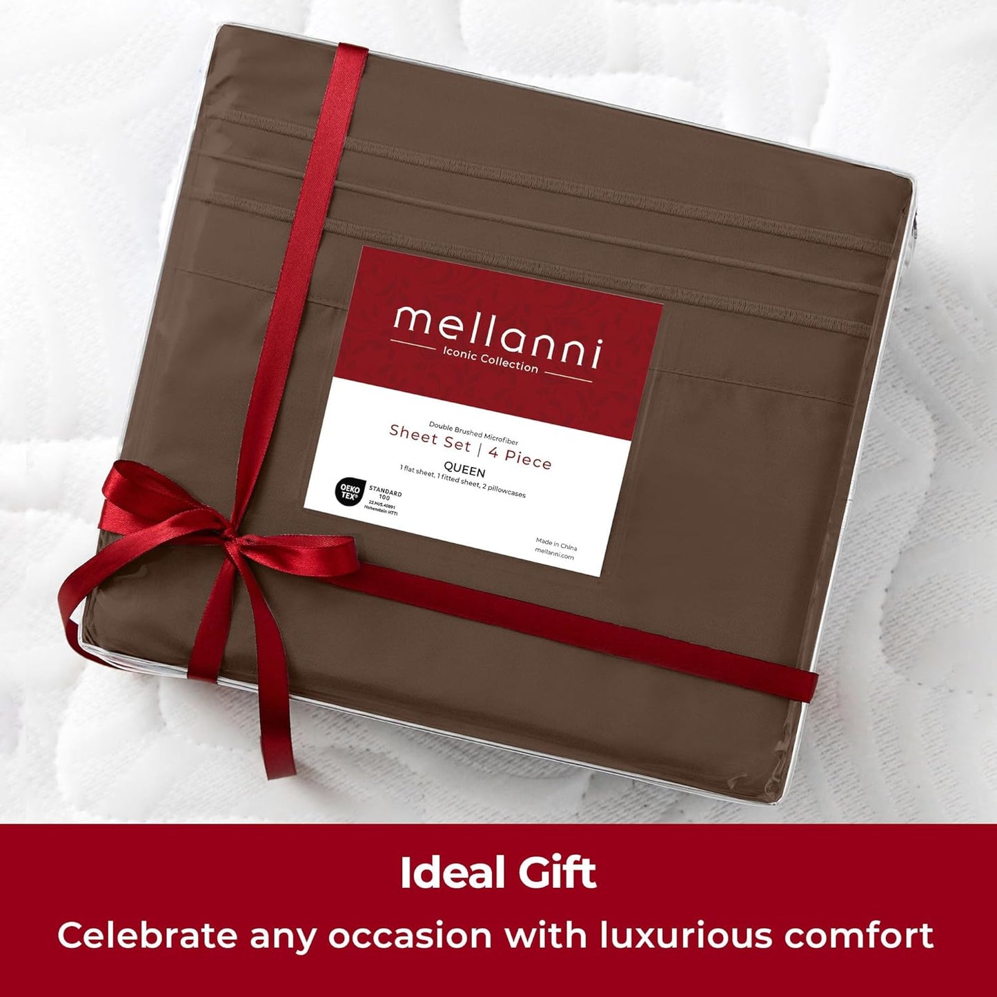 Mellanni Extra Deep Twin XL Sheets - Hotel Luxury Cooling Bedding - Ultra Soft, Stain Resistant (Brown)