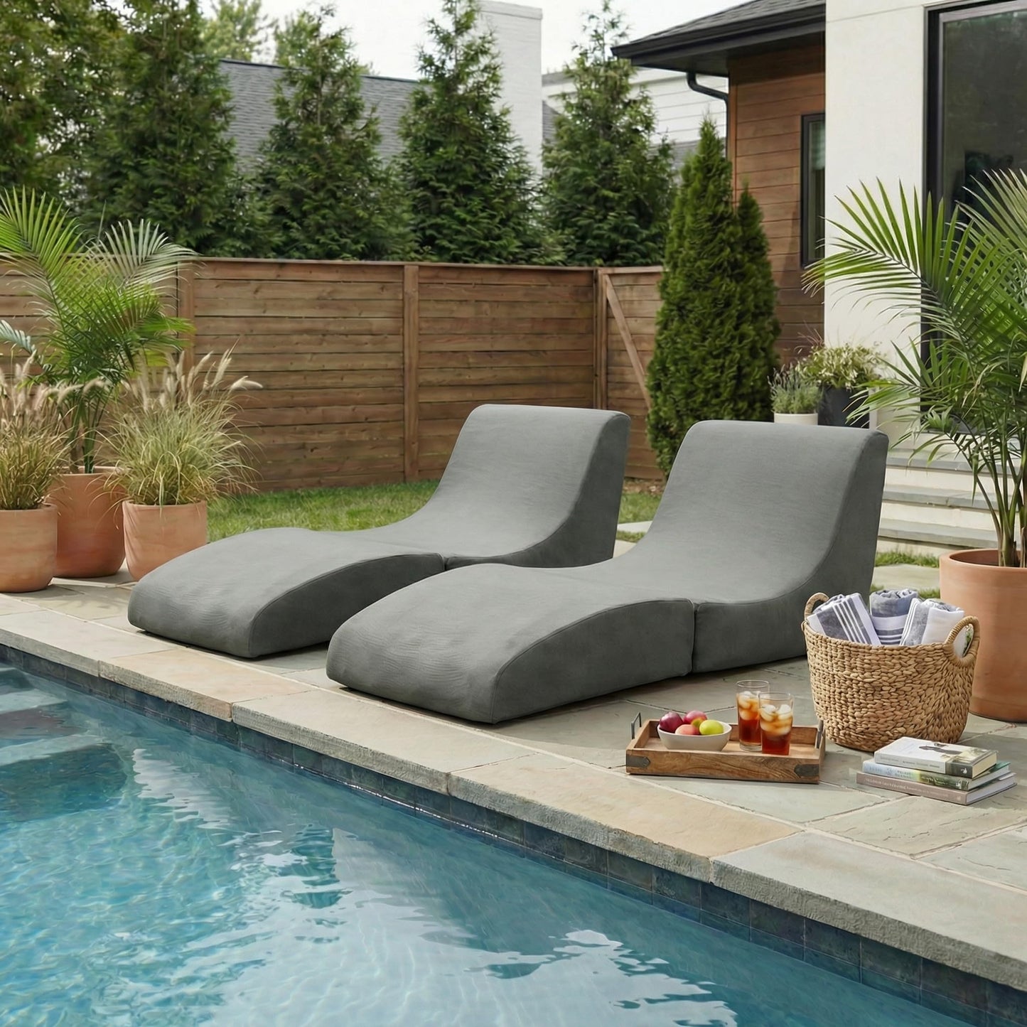 ARTETHYS Chaise Lounge Outdoor Bean Bag Chair with Back Support Small Patio Lounger Chair for Adult with Memory Foam Filled Waterproof Reading Couch Chairs for Outside, Pool, Living Room, Bedroom