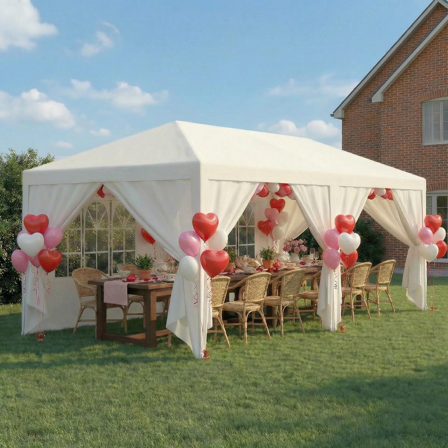 HOTEEL 10x20 Party Tent Outdoor Canopy Tents for Parties with 6 Removable Sidewalls & 2 Doors, Carpas para Fiestas Waterproof for Gazebo Large Backyard Shelter Patio Wedding Events Tent BBQ White