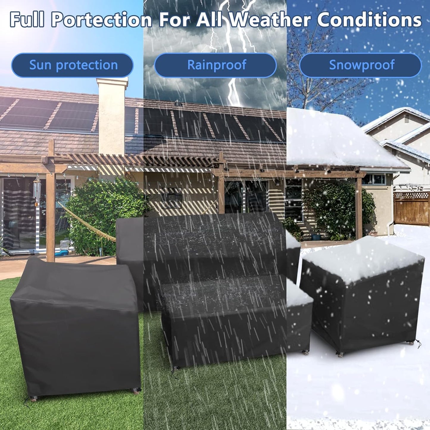 STARTWO Heavy-Duty Waterproof Patio Furniture Covers - 4-Piece Set for Rattan Wicker, Black