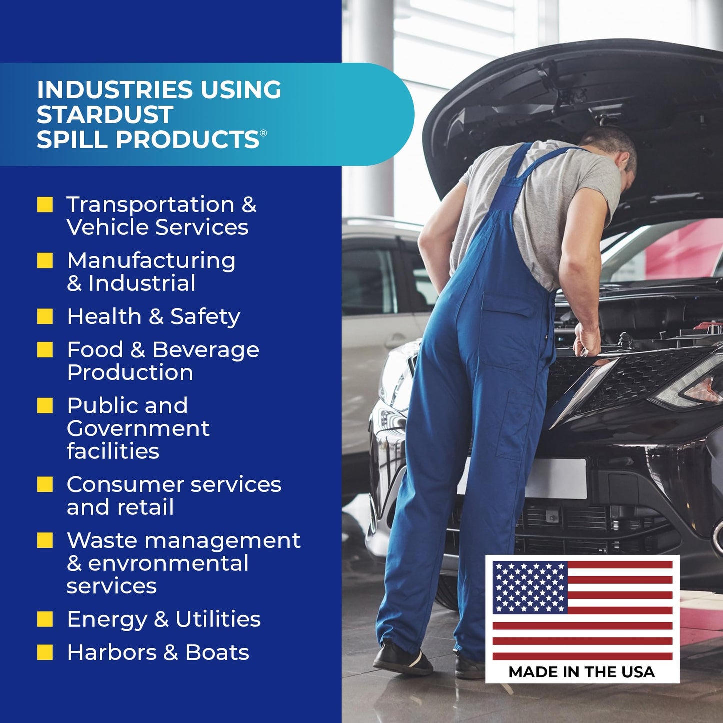 Stardust Spill Products Universal Spill Kit – OSHA Compliant Solution for Vehicles, Industrial, & Restaurant Use, Emergency Response Chemical, Water, & Bodily Fluid Cleanup, 2-Pack