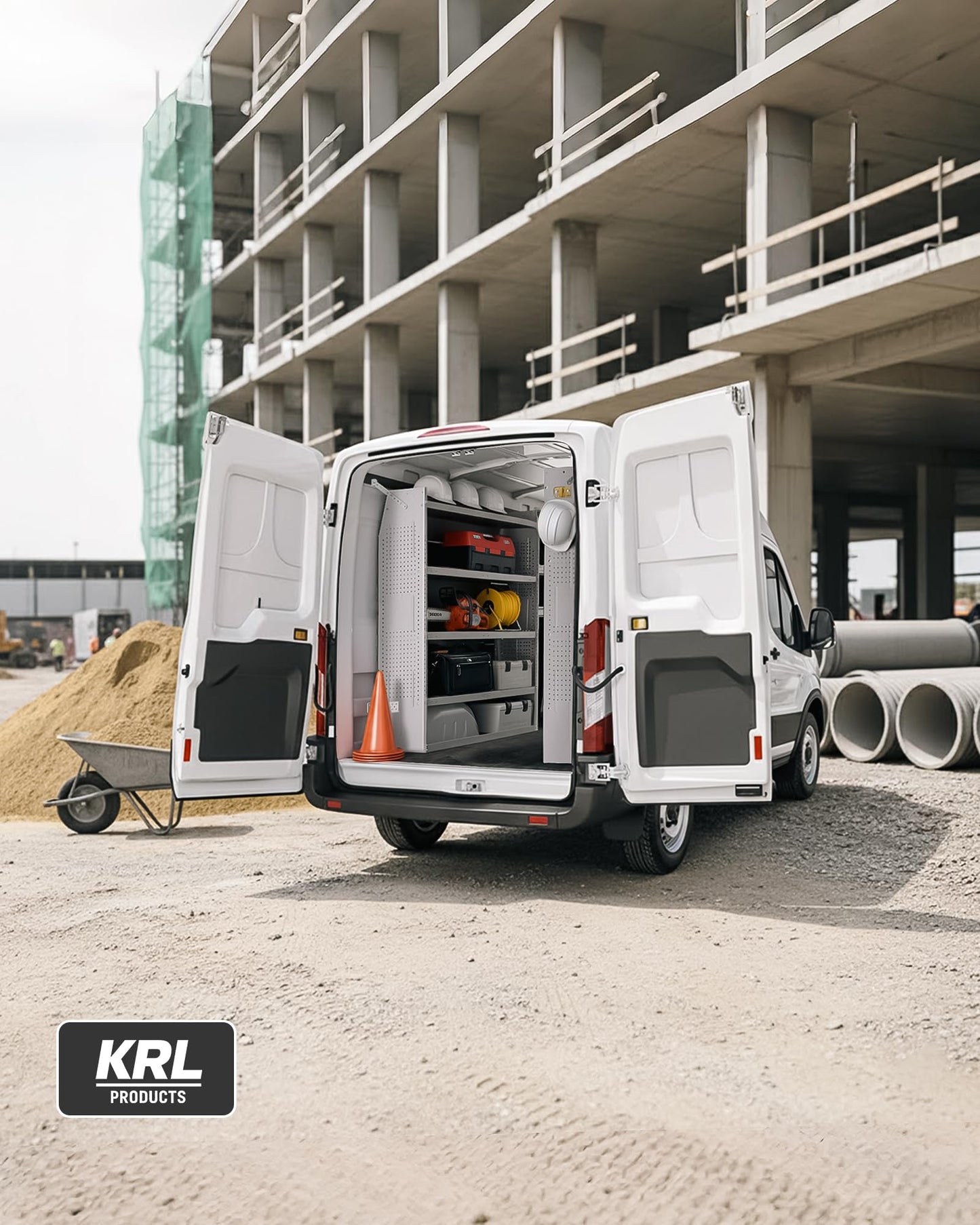 KRL Products SV-4260 Steel Mid/High Roof Van Shelving Storage System Fits Transit, NV, Promaster and Sprinter, Van Shelving Units, 42''W * 60''H * 13''D