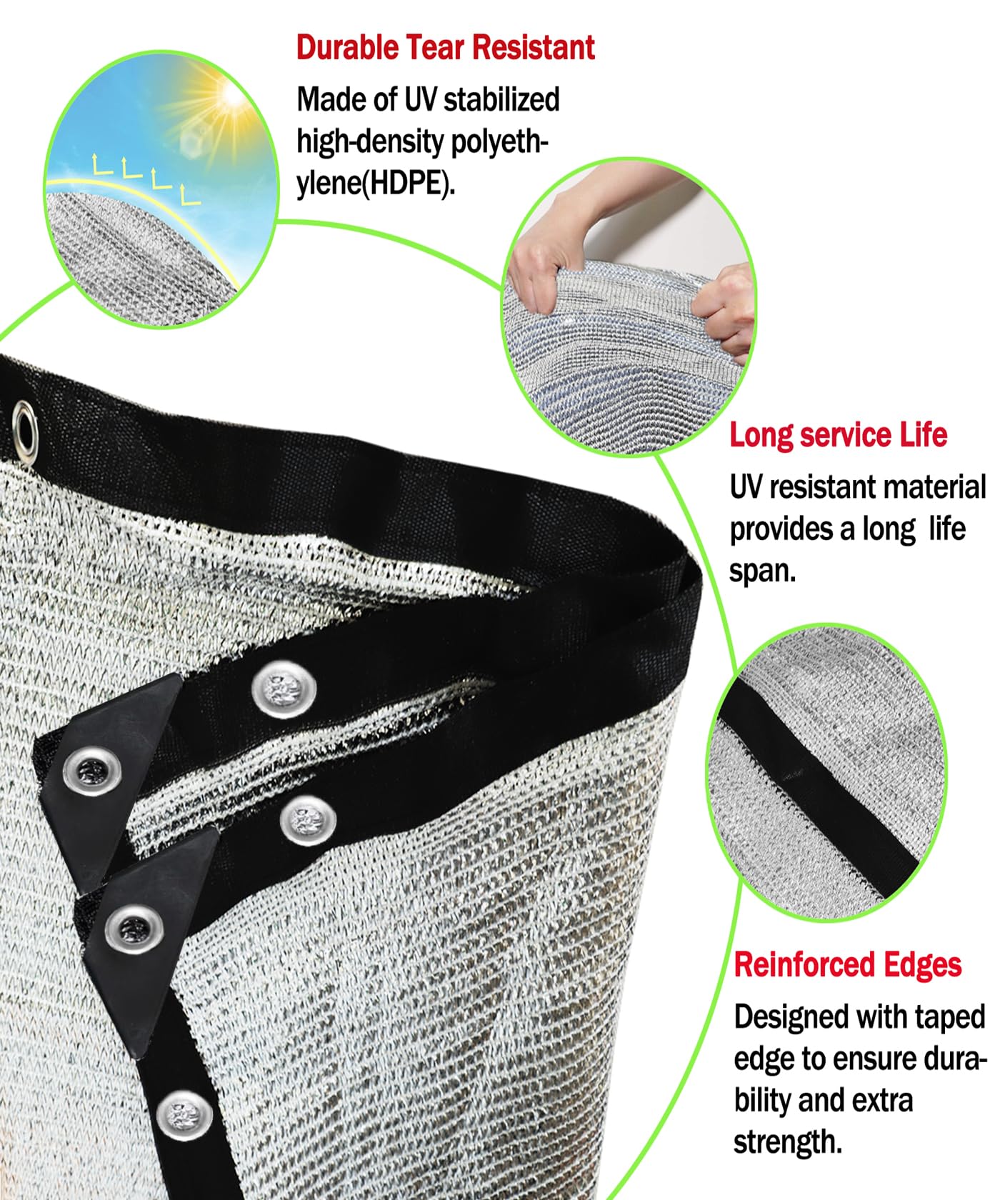 70% Aluminum Shade Cloth for Garden 20 FT x 20 FT, Durable Mesh Silver Tarps with Grommets and Ball Bungee,Reflective Sun Shade Net Cover for Pet Shade, RV & Car Shades, Patio, Pergola, Plants, Pools