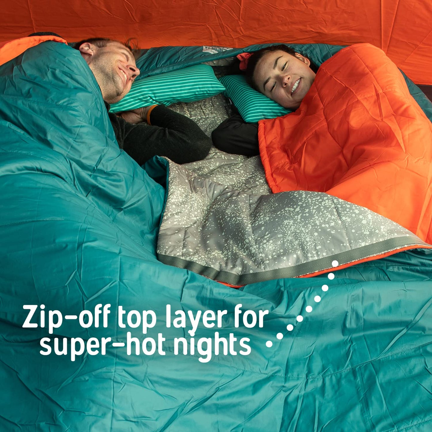 Kelty Tru.Comfort Doublewide 2P 20 Degree Sleeping Bag, Two Person, Synthetic Fill, Couples & Family Camping, Overlanding – Removable Blanket, Wider Than Queen Sized Bed, Updated for 2023 (Olive Oil)
