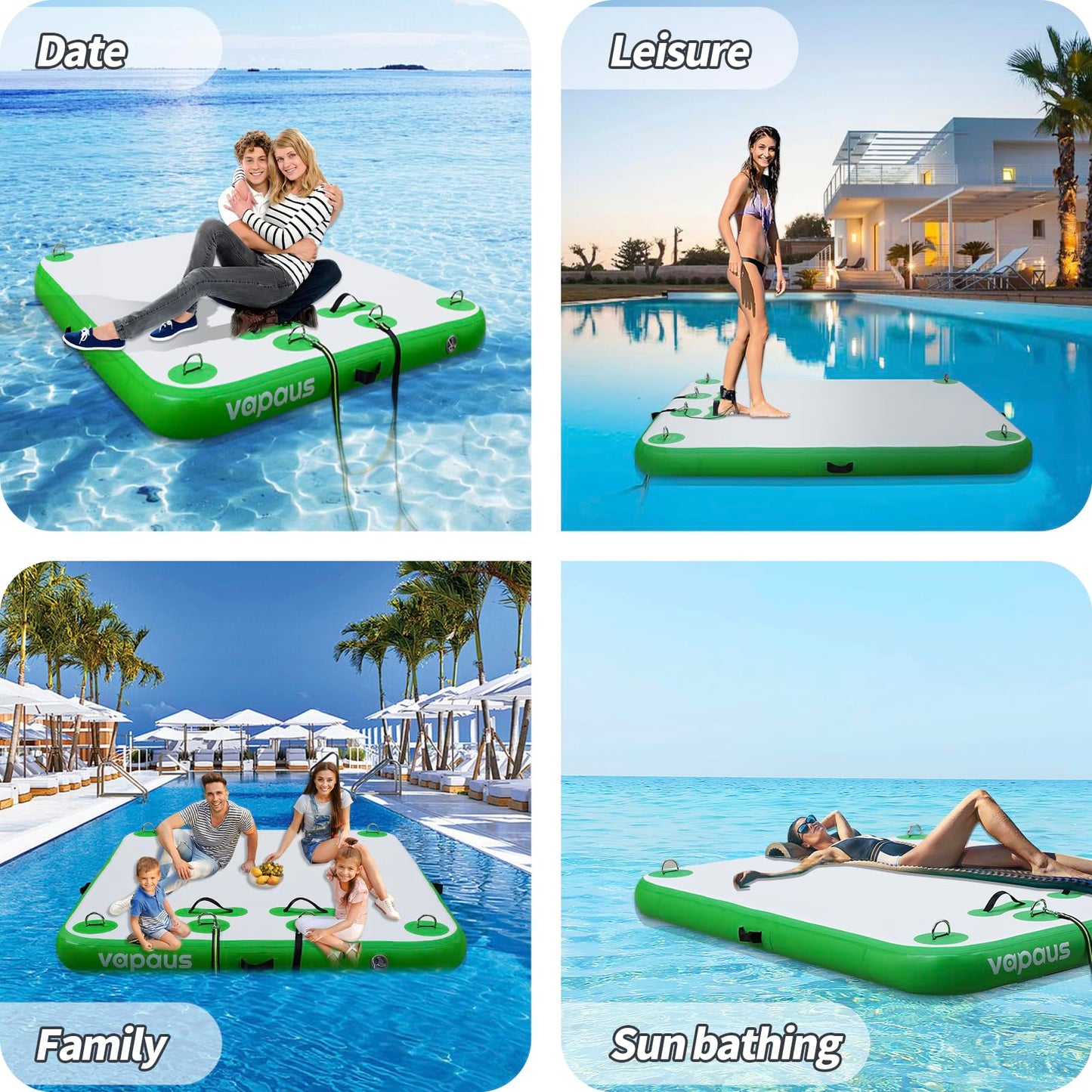 vapaus Inflatable Floating Dock with Electric Air Pump Bundle – Versatile Water Platform with Quick Inflation for Outdoor Fun