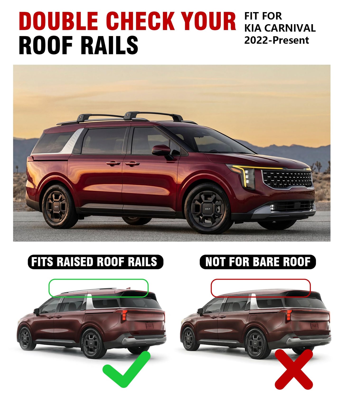 DEEPACE 330lbs Lockable Roof Rack Cross Bars for Kia Carnival & Carnival Hybrid 2022-2026,Custom Fit for Rooftop Cargo, Kayak, Bike & Travel,Low Noise Heavy Duty Design
