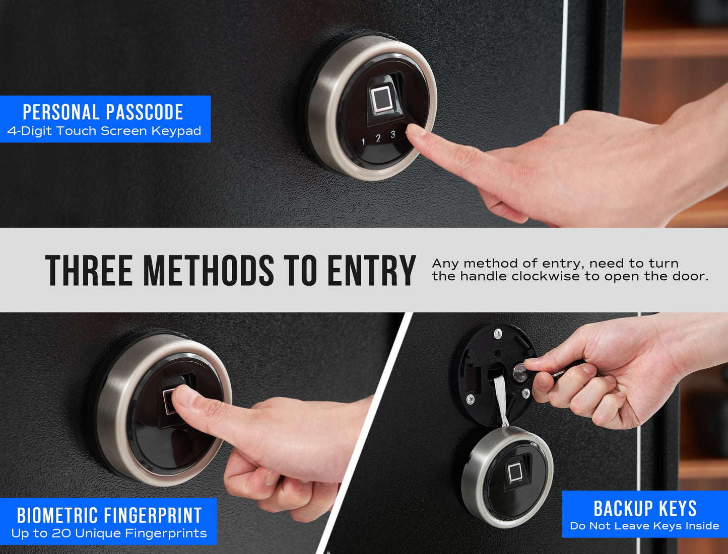 RPNB Large Biometric Rifle Safe,7-Gun Electronic Gun Security Cabinet,Quick Access Fingerprint Long Metal Rifle Gun Security Cabinet with 3 Spoke Safe Handle,Door Organizer,Separate Pistol/Ammo Area