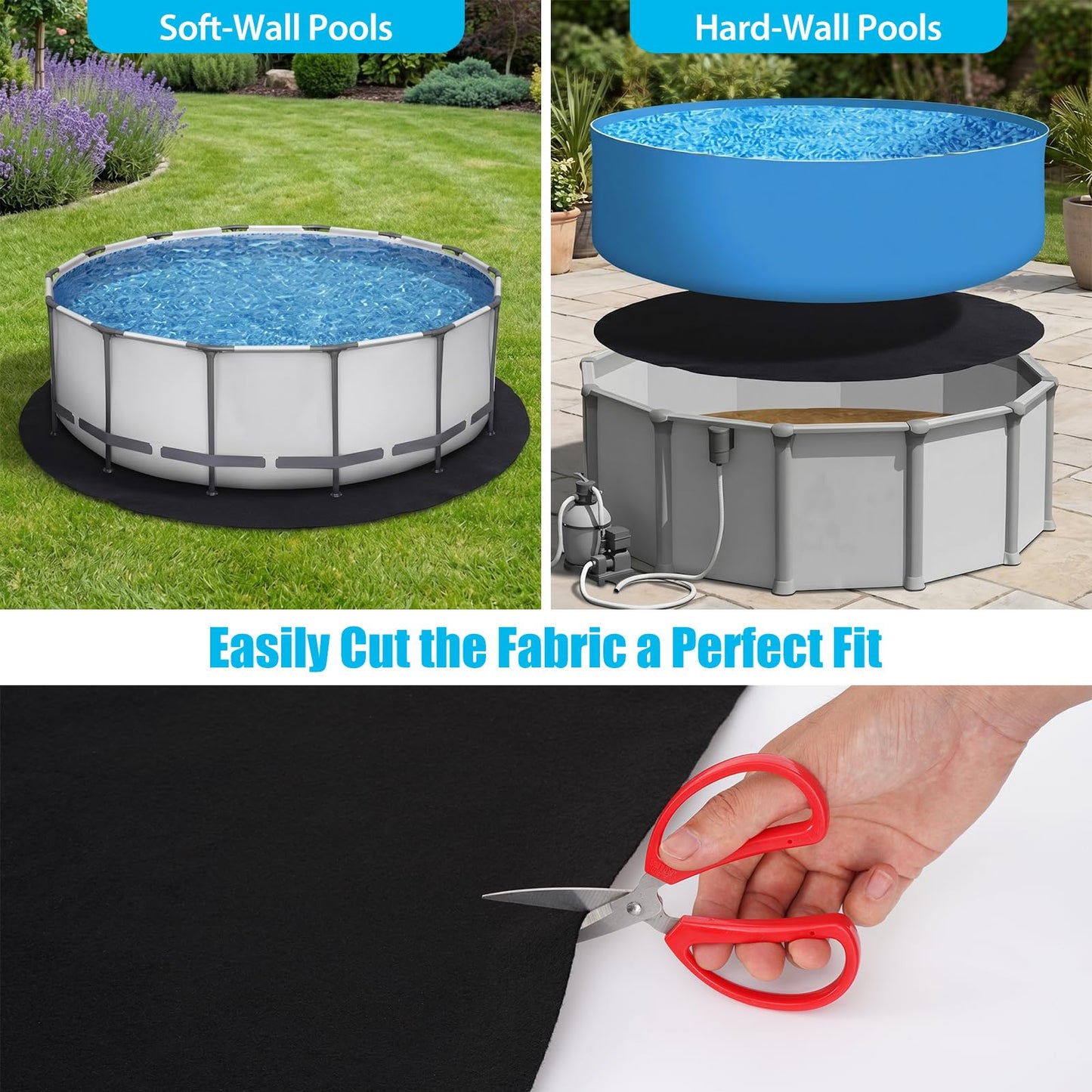 Winnergo 27 FT Round Pool Liner Pad for Above Ground Pools, Durable Pool Mat with Geotextile Material for Pool Bottom Strong Eco-Friendly Padding Under Pool Pad Protection,Prevents Punctures,Black