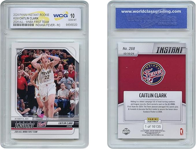 2024 Panini Caitlin Clark Card 2024 First Team #268 RC - Graded GEM Mint 10
