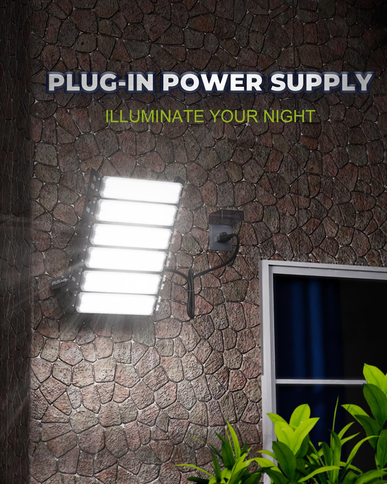 LED Stadium Light – 2000W Equivalent High Mast Flood Light 48,000LM, IP66 Waterproof, 50,000Hrs Lifespan, 120° Wide Beam for Tunnels/Parking Lots/Fields – Super Bright & Energy-Saving (300W, 85V-305V)