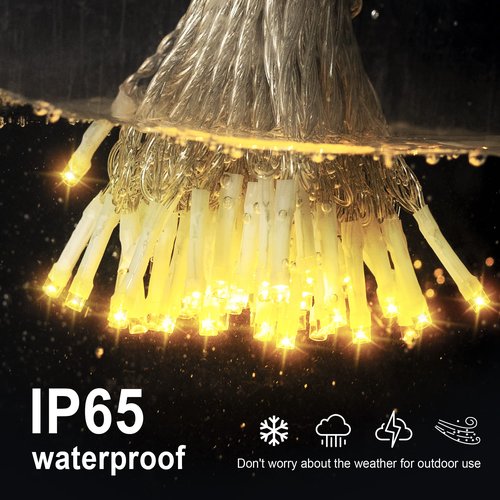 Hopolon 100 LED Christmas Lights Indoor Outdoor,33FT Warm White Twinkle Fairy Light Plug in,8 Modes Waterproof Clear Wire String Lights for Bedroom Classroom Xmas Tree Wedding Party,100 LED,Warm White