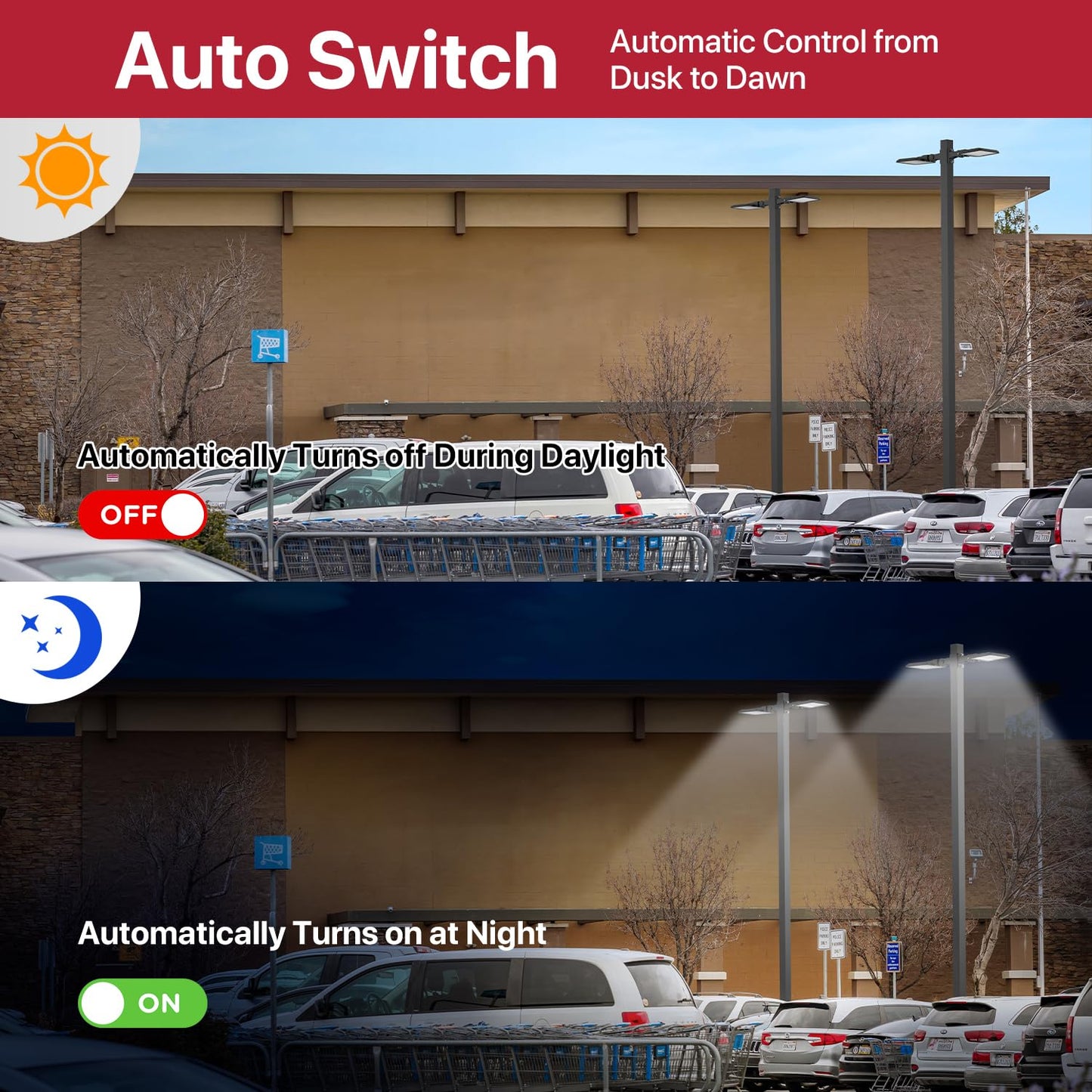 Kifflux 200W LED Parking Lot Lights Arm Mount 24000LM 5000K 120V Street Area Light Commercial Grade with Photocell LED Pole Flood Lighting Outdoor Shoebox Light for Yard/Parking Lot- 2Pack