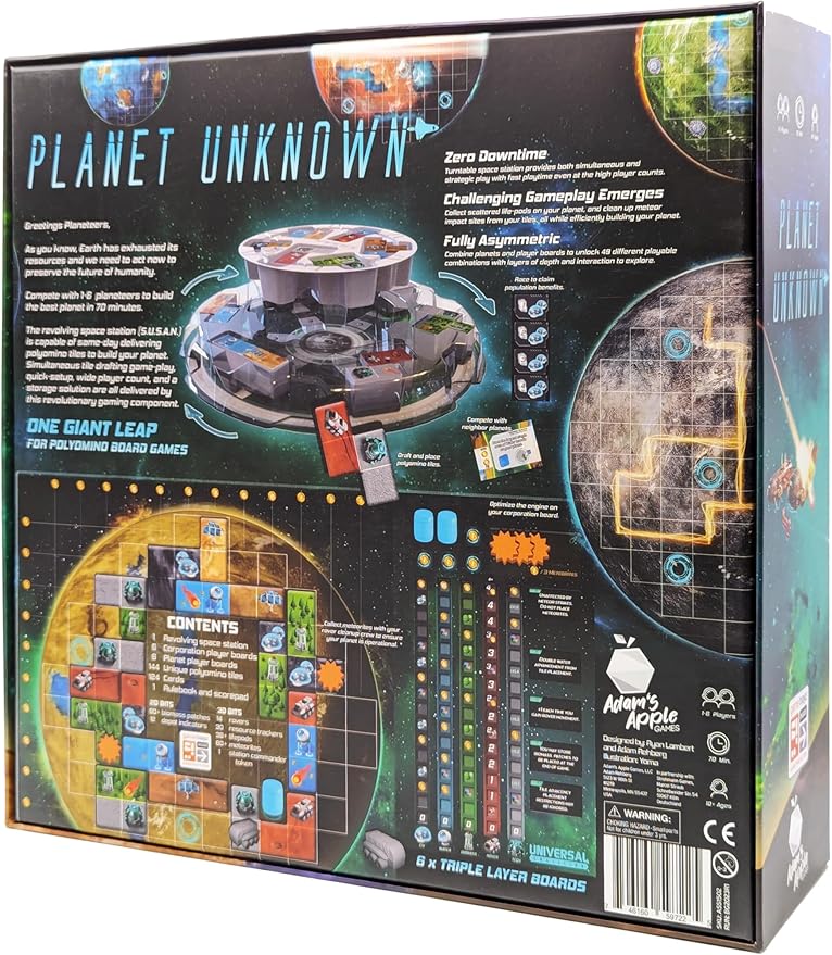 Planet Unknown by Adam's Apple Games | Strategy Board Game | for 1 to 6 Players | Ages 10+ | Competitive Polyomino Tile-Placement Strategy