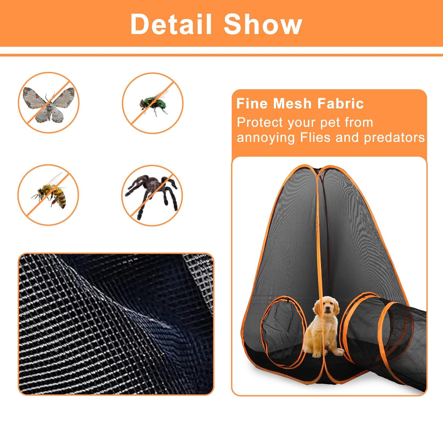 7 in 1 Outdoor Cat Enclosure, Foldable Pop-Up Mesh Playpen Tunnel for Pet Run, Foldable Outside Enclosed Tent Cage for Small Dogs, Rabbit and Other Animals