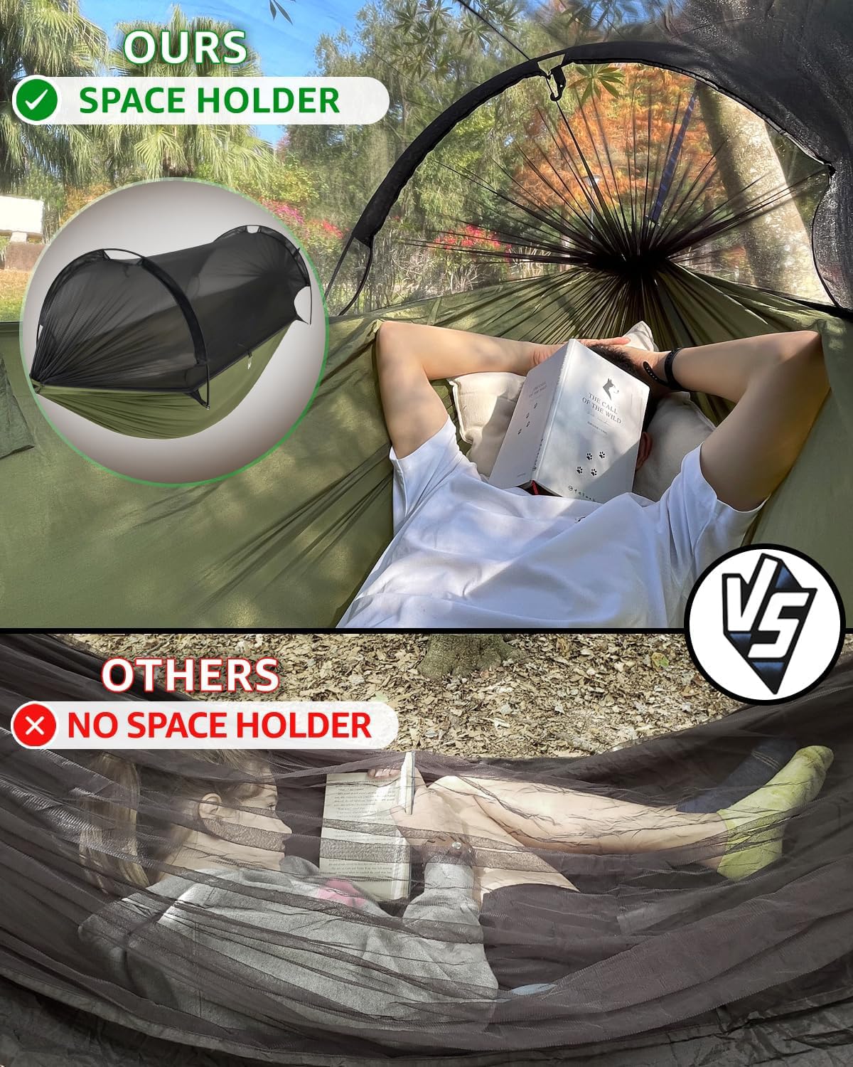 ADVOKAIR Camping Hammock with Mosquito Net and Rain Fly, Up to 500lbs, Ultralight and Portable Nylon Travel Hanging Hammock with Tree Straps, Perfect for Outside, Backpacking, Hiking and Backyard
