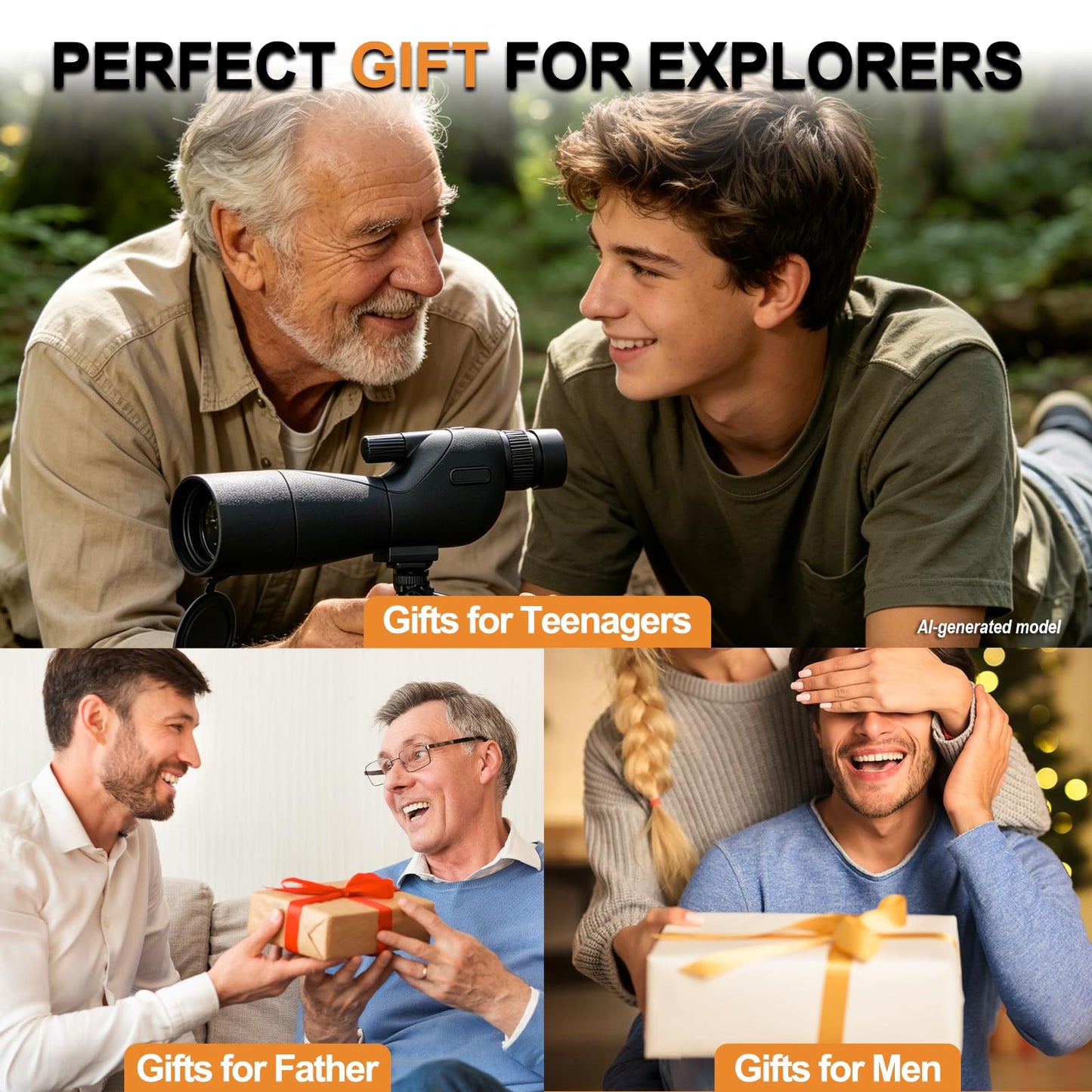 Monocular Telescope with Tripod,Bird Watching Gifts for Men and Nature Lovers - Outdoor Nature Exploration & Stargazing, Birthday Gifts for Father, Graduation Gifts for Teens