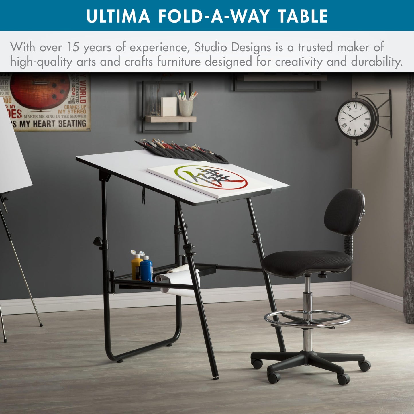 Studio Designs 19652 Ultima Fold A Way Table, Black