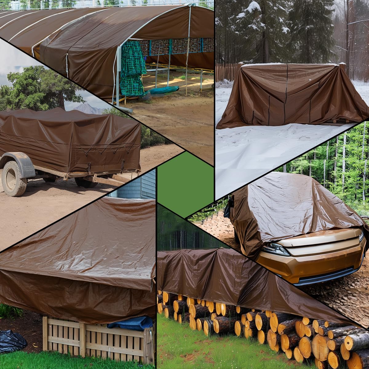 WUPUSDER Tarps Heavy Duty Waterproof 20x30ft, 16Mil Poly Tarps with Grommets, UV Resistant, Brown Multipurpose Tarpaulin with Reinforced Edges, Camping, Outdoor Coverings