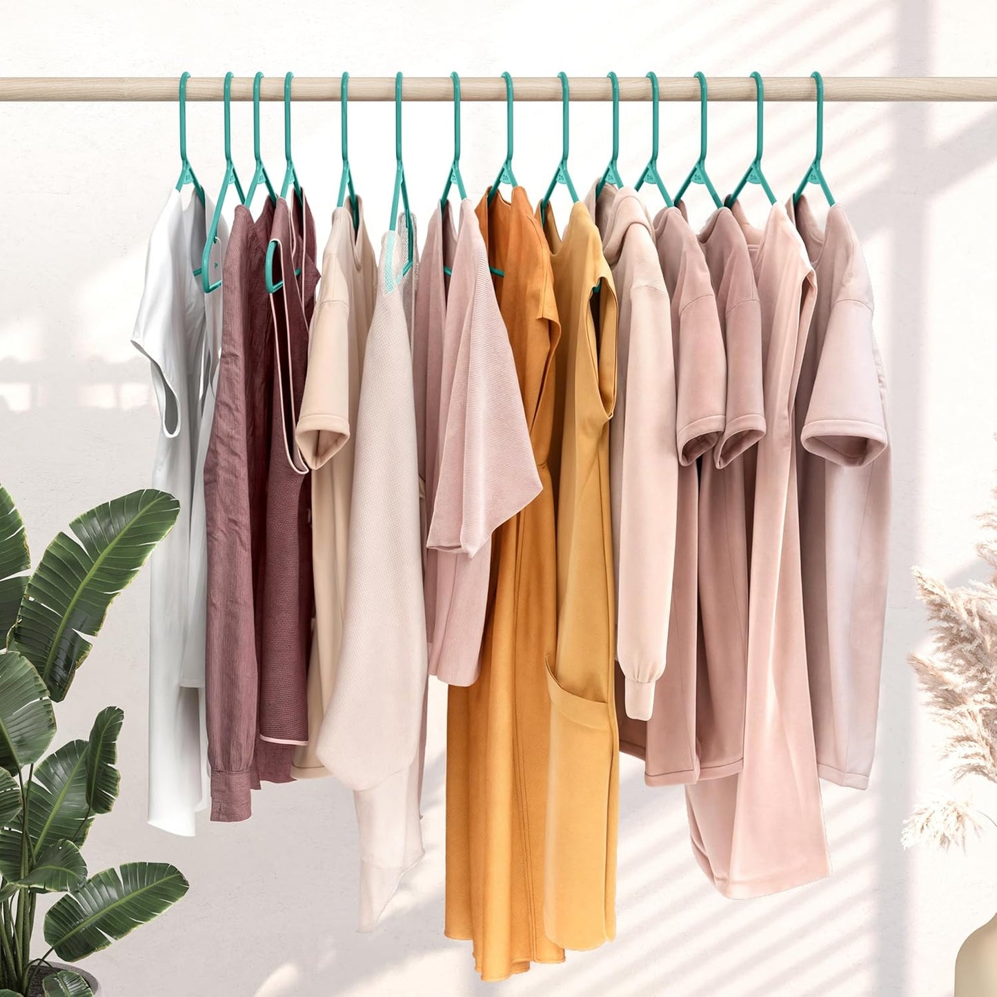 Skiennix Plastic Hangers 20 Pack - Space-Saving Clothes Hangers in Aqua for Closet Organization