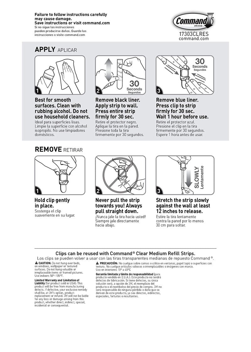 Command Large Cord Clips, Organize Damage-Free, 4-Packs, 8-Clips Total