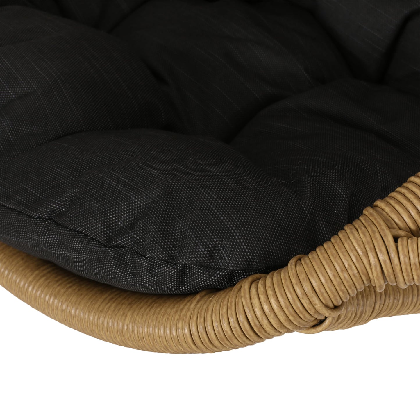 Christopher Knight Home Mariaz Hanging Basket Chair with Cushion, Outdoor Indoor Basket Chair, Boho Garden Rattan Lounger Porch Swing Furniture, Modern Patio Decor, Brown+Gray